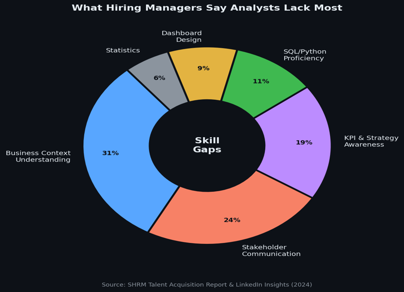 what hiring managers saya analysts lack most in data analytics