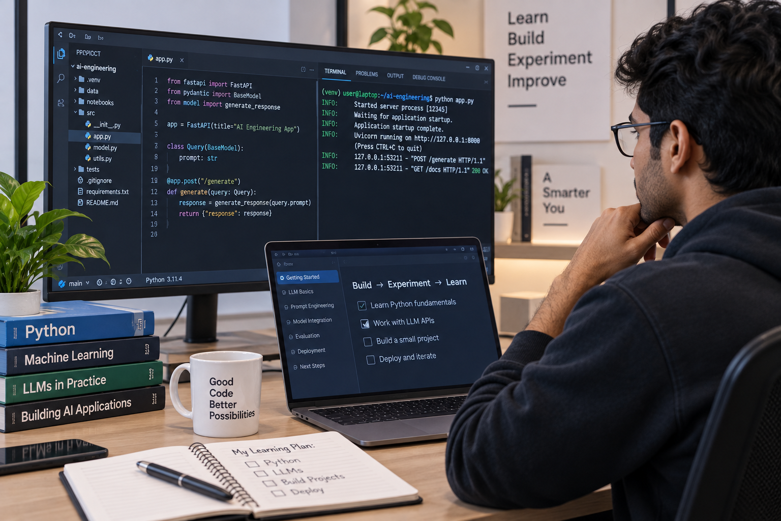 What should beginners learn first in AI engineering?