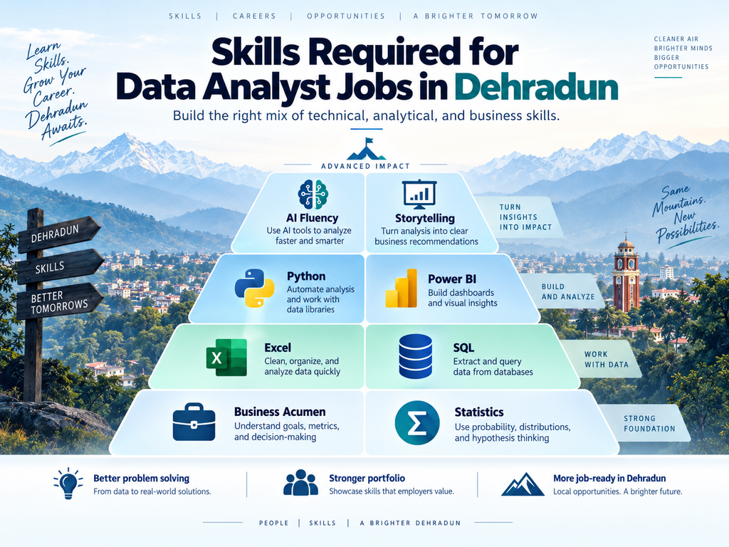Skills required for data analyst jobs in Dehradun